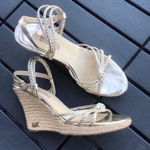 Michael Kors Espadrille Wedge Sandal Soft Gold sz8